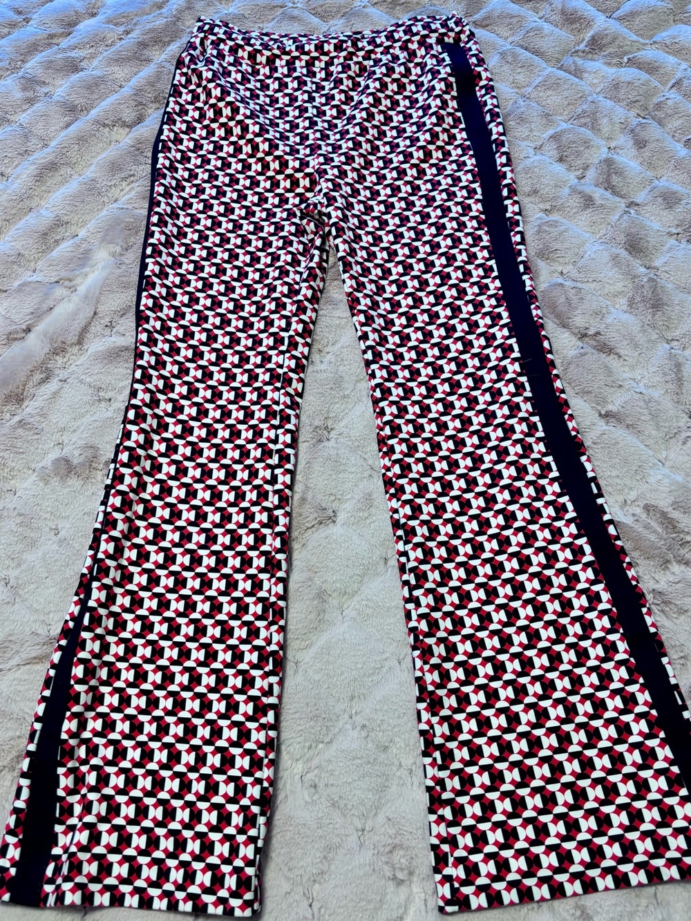 Maeve Red, Black & White Geometric Flare Pants
